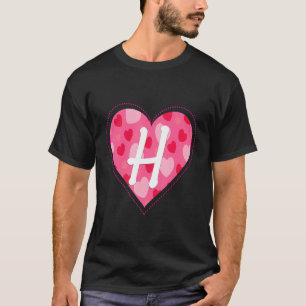 Schattig Initiaal Monogram Letter H Hart Patroon v T-shirt
