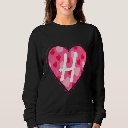 Schattig Initiaal Monogram Letter H Hart Patroon v Trui (Voorkant)