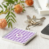 schattig initiaal paarse Botanische monogram perso Sleutelhanger (Zijkant)