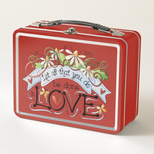 Schattig Inspirerend Rood Metaal Doos (Voorkant)