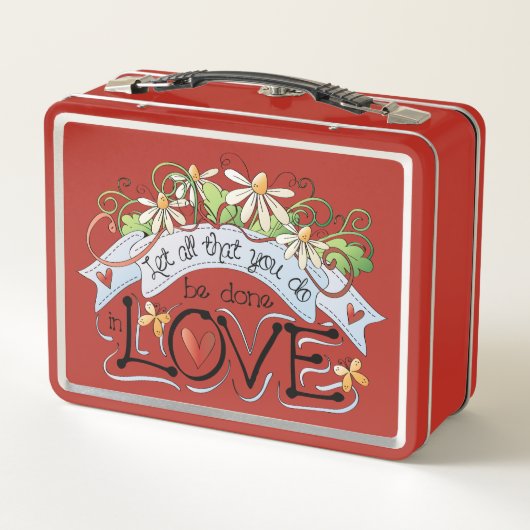 Schattig Inspirerend Rood Metaal Doos (Achterkant)