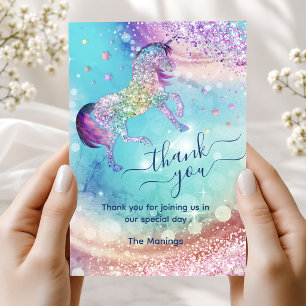 Schattig Iridiserend Glitter Eenhoorn Bedankt Kaart