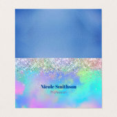 Schattig iriserend holografisch glitter monogram visitekaartje (Buitenkant ongevouwen)