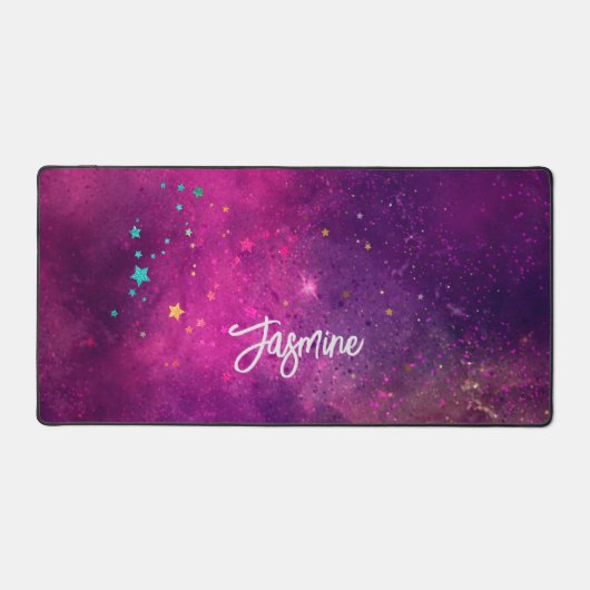 Schattig iriserend roze ruimte sterrenstelsel mono bureaumat (Voorkant)