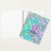 Schattig iriserende eenhoorn blauwe nepschitter mo planner (Display)