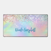 Schattig iriserende eenhoorn faux glitter visiteka bureaumat (Voorkant)