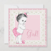 Schattig ivoor en roze Baby shower Kaart (Voorkant)