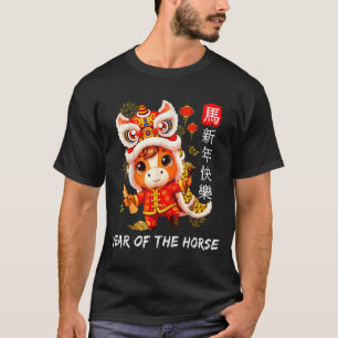 Schattig jaar van het paard Leeuwendans Chinees ma T-shirt