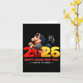 Schattig jaar van het paard -zwart leuk gelukkig m kaart (Gele Bloem)