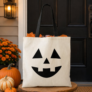 Schattig Jack O Lantern Pompoen Gezicht Halloween Tote Bag