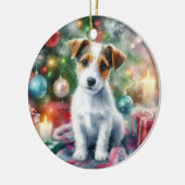 Schattig Jack Russell Terrier Waterverf Kerstmis Keramisch Ornament (Links)