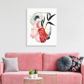 schattig Japans Geisha meisje Canvas Afdruk (Insitu (Woonkamer))