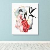schattig Japans Geisha meisje Canvas Afdruk (Insitu (Houten vloer))