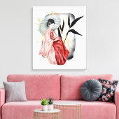 schattig Japans Geisha meisje Canvas Afdruk (Insitu (Woonkamer))
