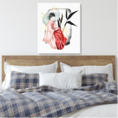 schattig Japans Geisha meisje Canvas Afdruk (Insitu (Slaapkamer))