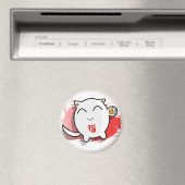 schattig japans gelukkig kat ontwerp wit/rood magneet (Insitu (Vaatwasser))