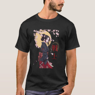 Schattig Japans Samurai Meisje Kersenbloesem Houtb T-shirt
