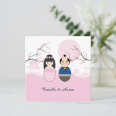 Schattig Japans Trouwkoppelontwerp Feestdagenkaart (Staand voorkant)