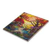 schattig japans tuin faux gebrandschilderd glas tegeltje (Zijkant)