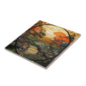 schattig japans tuin faux gebrandschilderd glas tegeltje (Zijkant)