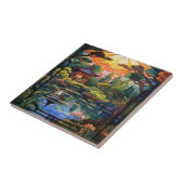 schattig japans tuin faux gebrandschilderd glas tegeltje (Zijkant)