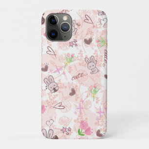 Schattig Japanse Kawaii Konijn en Roze Gingham Ger Case-Mate iPhone Case