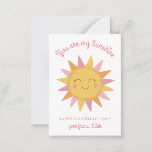 Schattig Je bent mijn zon Kids klaslokaal valentij Notitiekaartje (Voorkant)