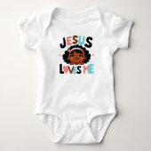 Schattig "Jesus Loves Me" ontwerp Romper (Voorkant)