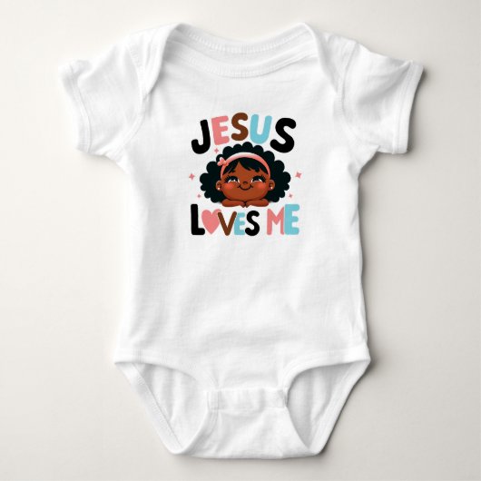 Schattig "Jesus Loves Me" ontwerp Romper (Voorkant)
