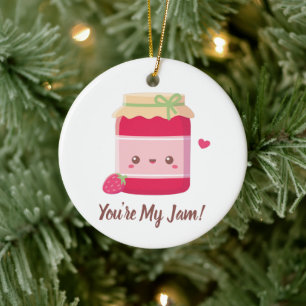 Schattig Jij Bent Mijn Jam, Aardbeienjam Woordspel Keramisch Ornament