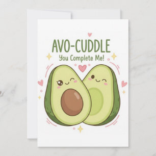 Schattig jij maakt mij compleet Kawaii Avocado Kop Feestdagenkaart
