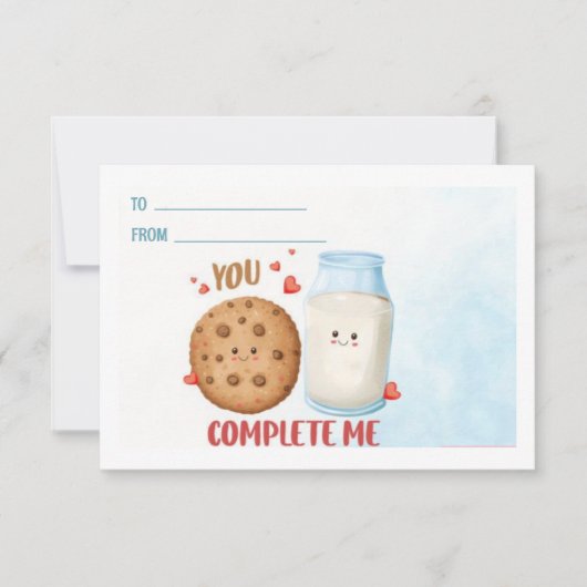 Schattig, jij maakt mij compleet Melk en Koekjes V Notitiekaartje (Voorkant)