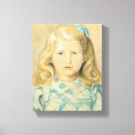 Schattig jong meisje met blond haar canvas afdruk