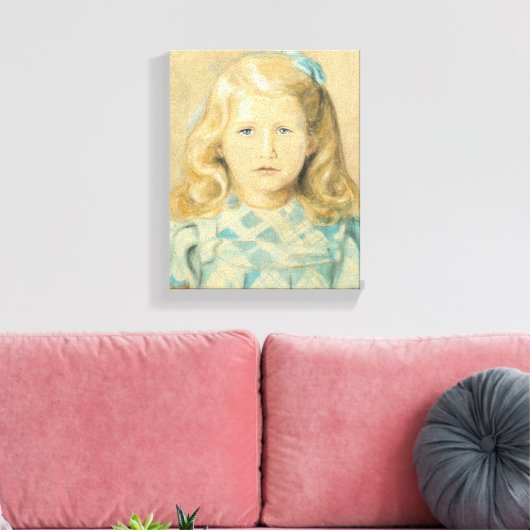 Schattig jong meisje met blond haar canvas afdruk (Insitu (Woonkamer))