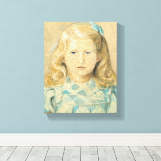 Schattig jong meisje met blond haar canvas afdruk (Insitu (Houten vloer))