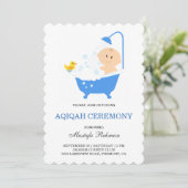Schattig Jongen Bubble Bad Aqiqah Kaart (Staand voorkant)