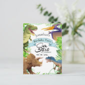 Schattig Jongen Dinosaurus Verjaardag Uitnodigen Briefkaart (Staand voorkant)