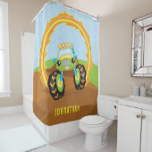 Schattig Jongen Groen Monster Truck Gepersonalisee Douchegordijn (In situ)