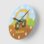 Schattig Jongen Groen Monster Truck Gepersonalisee Ronde Klok (Hoek)