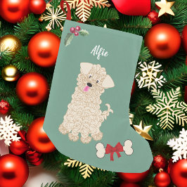 Schattig Jongen Maltipoo Hond Groen Monogram Kleine Kerstsok