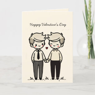 Schattig Jongens Koppel Gelukkige Valentijnsdag Feestdagen Kaart