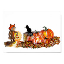 Schattig jongensvos kostuum Halloween waterverf