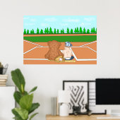 Schattig jongetje in honkbalpet naast teddybeer poster (Thuiskantoor)