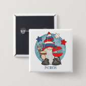 schattig juli Vierde koekje van de koepel voegt na Vierkante Button 5,1 Cm (Voorkant /achterkant)