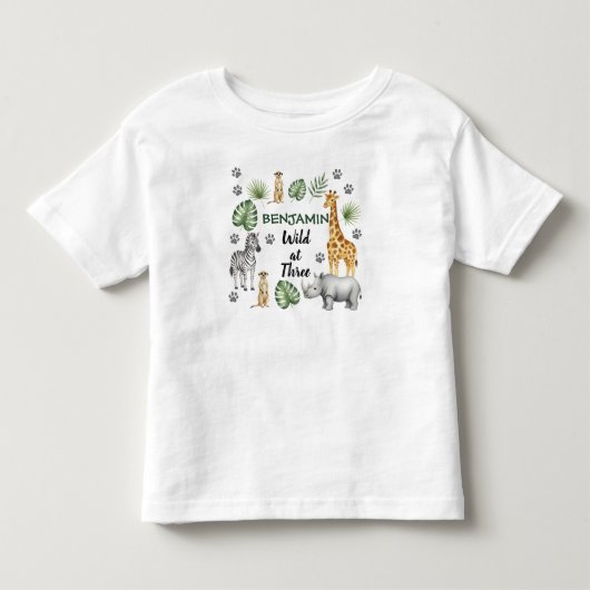 Schattig Jungle Dier 3e Verjaardag Kinder Shirts (Voorkant)