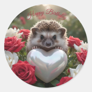 Schattig Juni Egeltje met Parel Hart Ronde Sticker