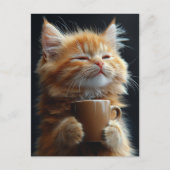 Schattig Kabouterpoesje Met een Koffie Briefkaart (Voorkant)