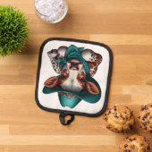 Schattig kalf in Cowboy Pet en Bandana Pannenlap (Top down)