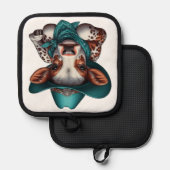 Schattig kalf in Cowboy Pet en Bandana Pannenlap (Voorkant / Achterkant)