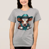 Schattig kalf in Cowboy Pet en Bandana Tri-Blend Shirt (Voorkant)